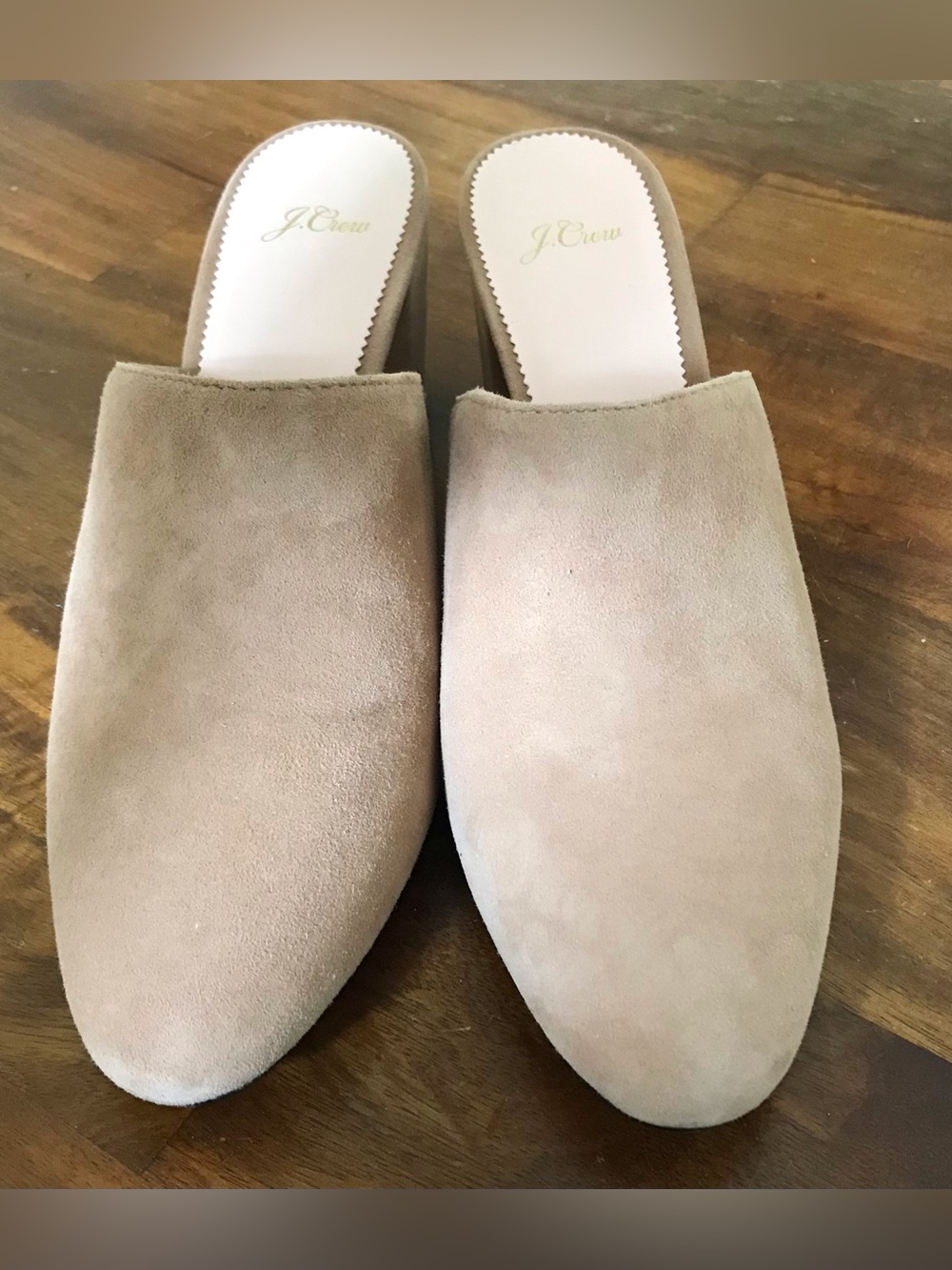 J Crew Sophie Pump Mule, suede, 3”block heel, Ashen Brown, women’s 11